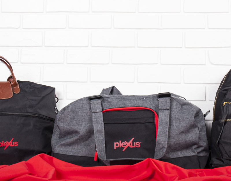 plexus custom duffle and backpack